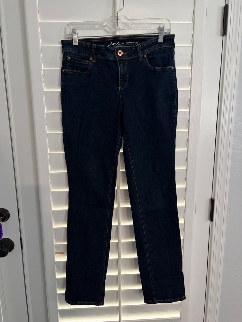 INC International Concepts Dark Indigo Straight Leg Jeans